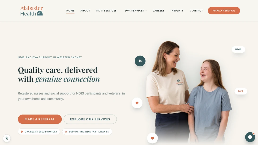 Alabaster Health desktop website view