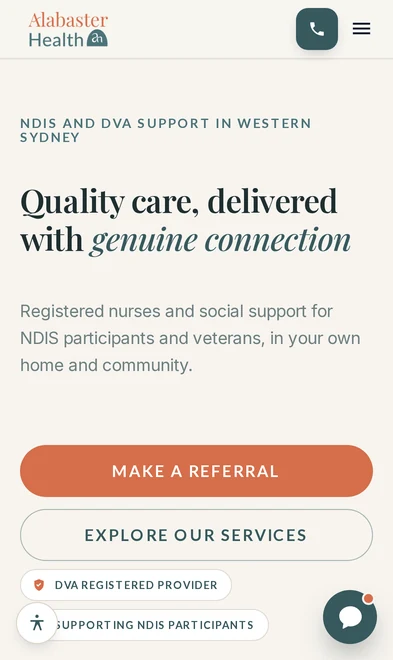 Alabaster Health mobile view