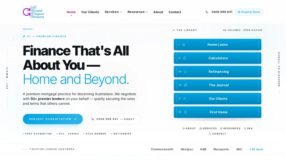 All Round Finance Brokers website
