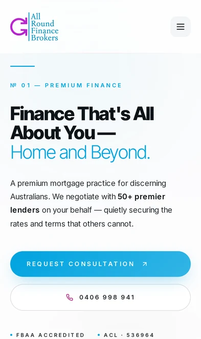 All Round Finance Brokers mobile view