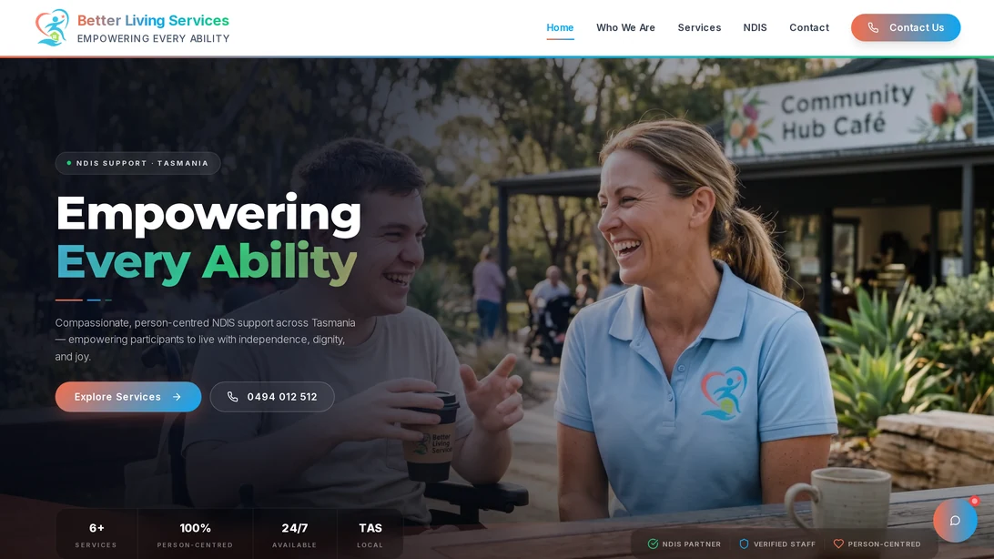 Better Living Services desktop website view