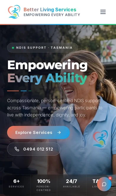 Better Living Services mobile view