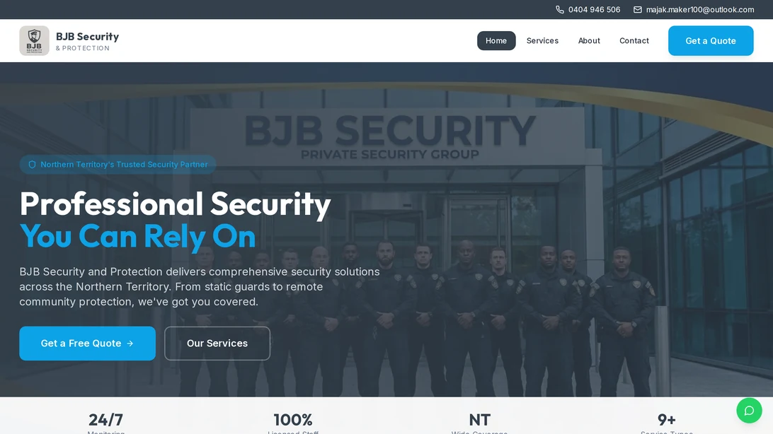 BJB Security & Protection desktop website view