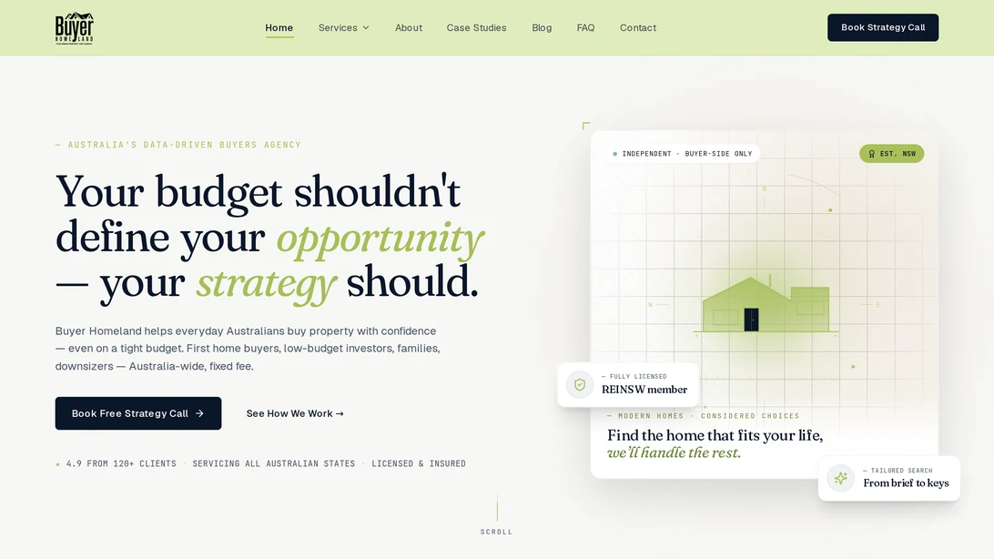 Buyer Homeland desktop website view