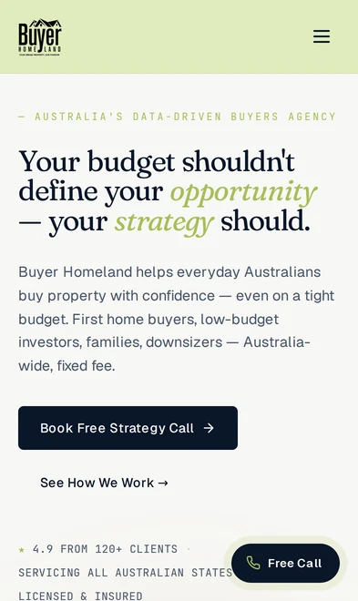 Buyer Homeland mobile view