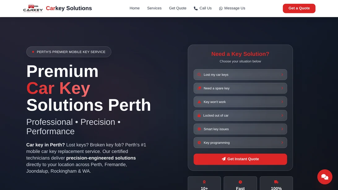 Car Key Solutions Perth desktop website view