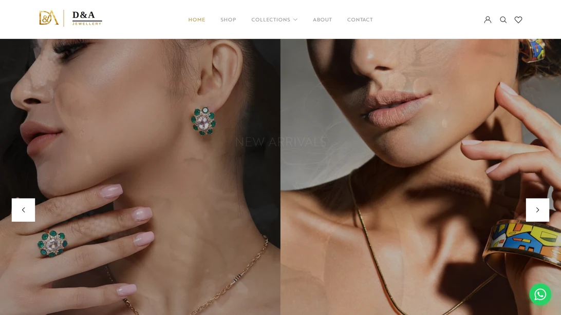 D&A Jewellery desktop website view