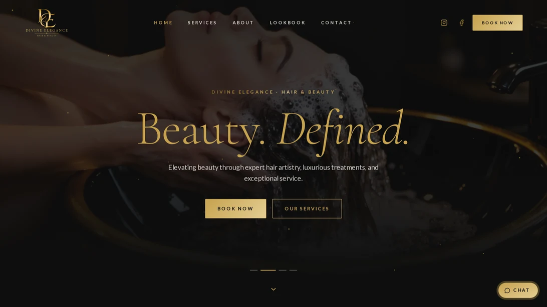 Divine Elegance desktop website view