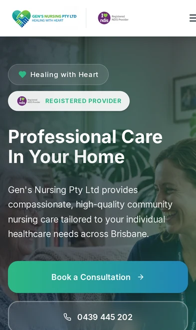 Gen's Nursing mobile view