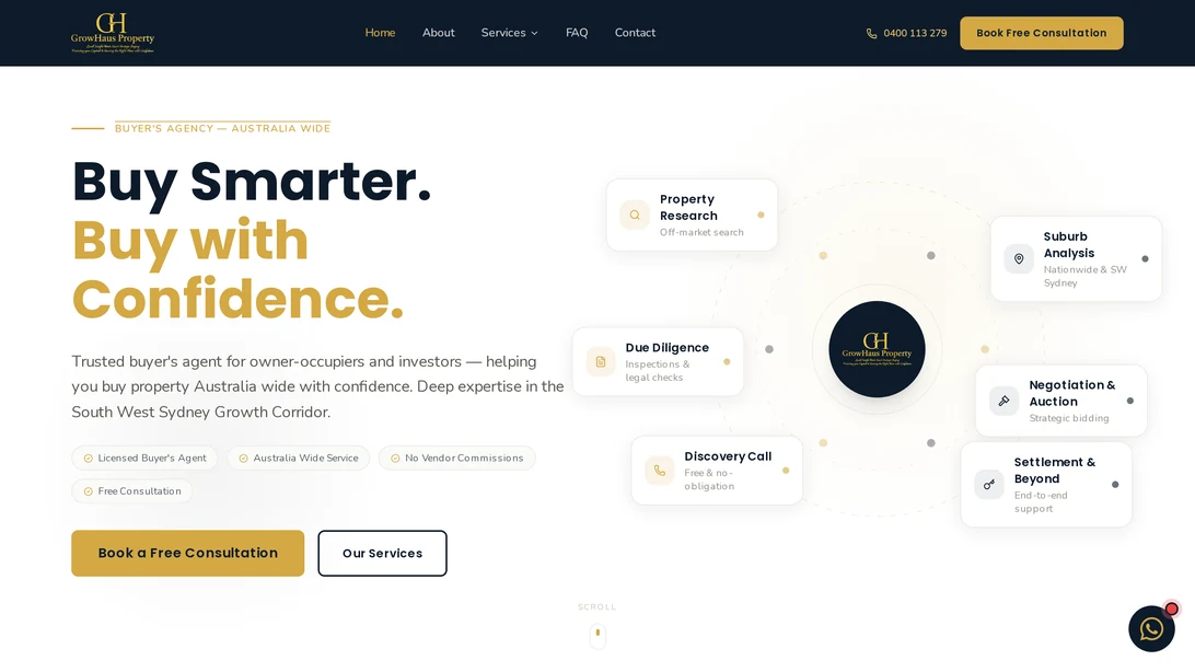 GrowHaus Property desktop website view