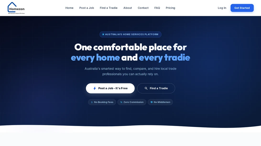 Homezon desktop website view