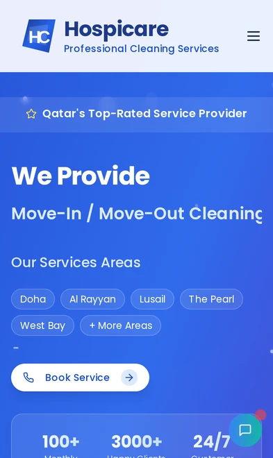 Hospicare Qatar mobile view