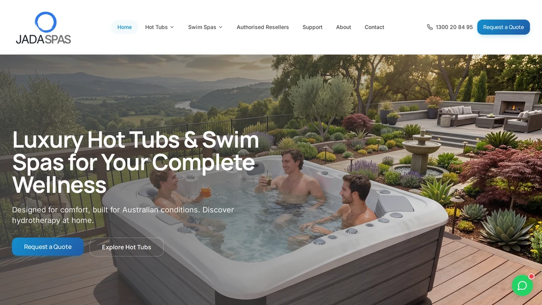 JADA Spas desktop website view
