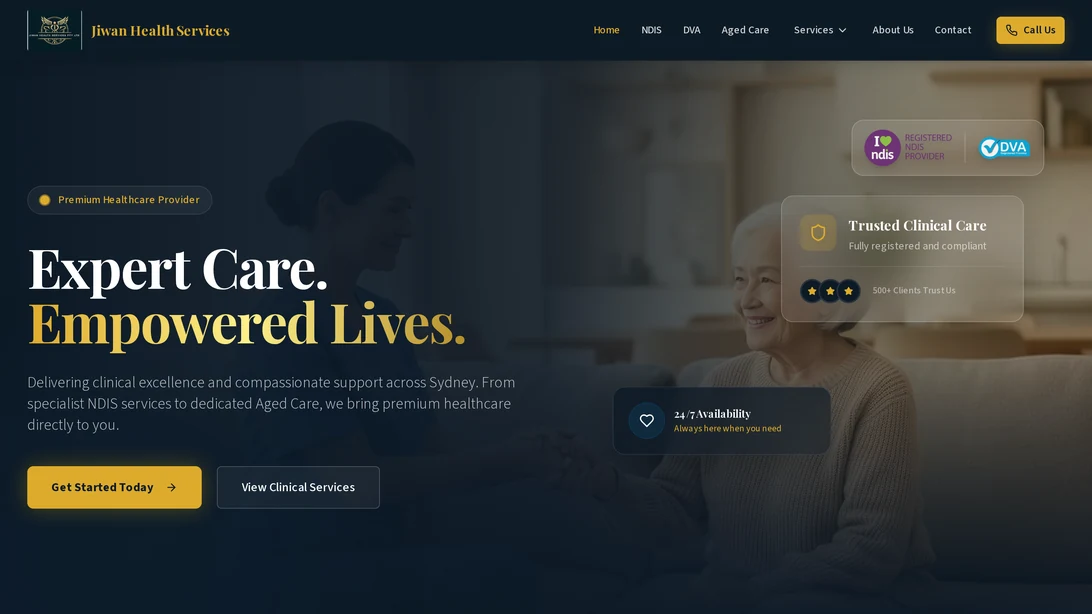 Jiwan Health Services desktop website view