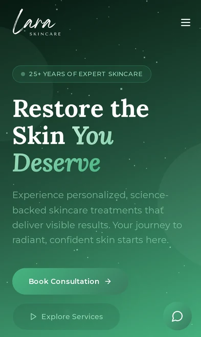 Lara Skincare mobile view