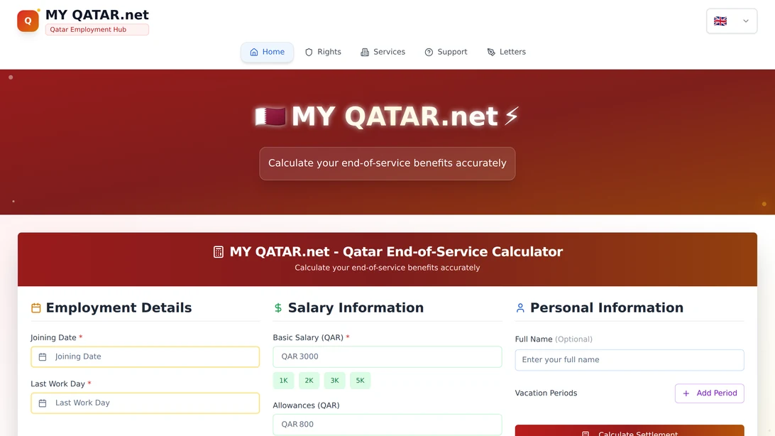 My Qatar desktop website view