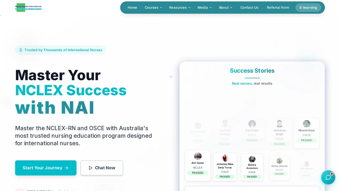 Nurse Assist International desktop website view