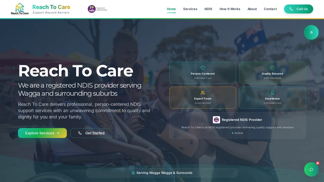 Reach To Care desktop website view