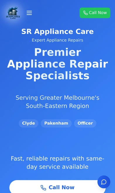 SR Appliance Care mobile view