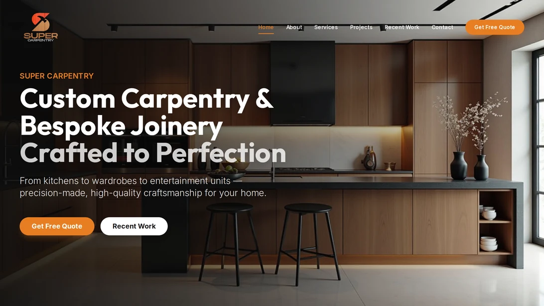 Super Carpentry desktop website view