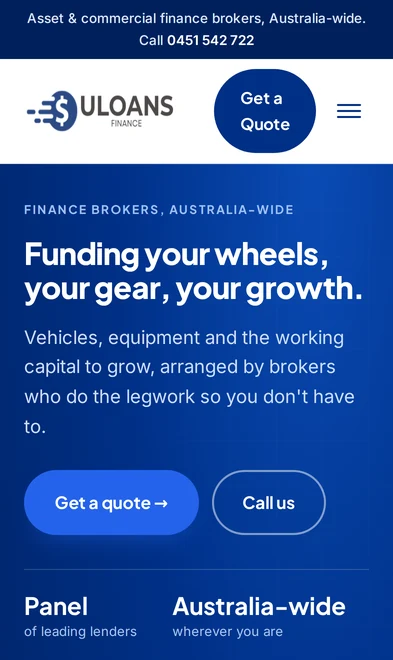 U Loans Finance mobile view