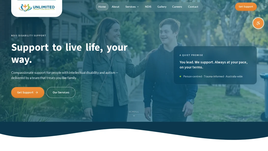 Unlimited Community Care desktop website view
